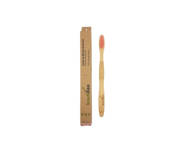 Cepillo individual caja kraft - Adulto Medio Rosa 1 unidad Brushboo