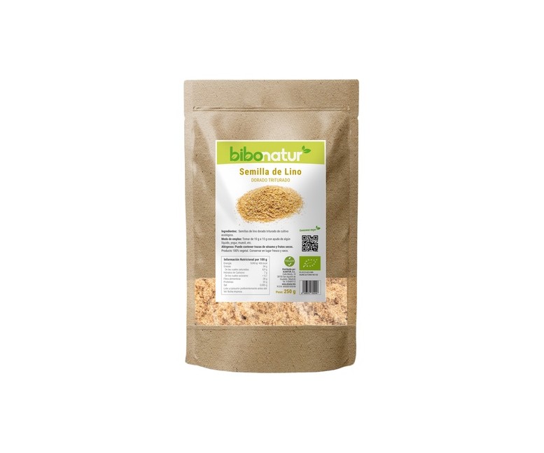 Semillas de lino dorado triturado Eco 250 g Bibonatur