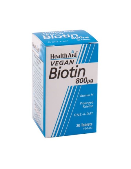 Biotina 30 comprimidos de 800μg Health aid