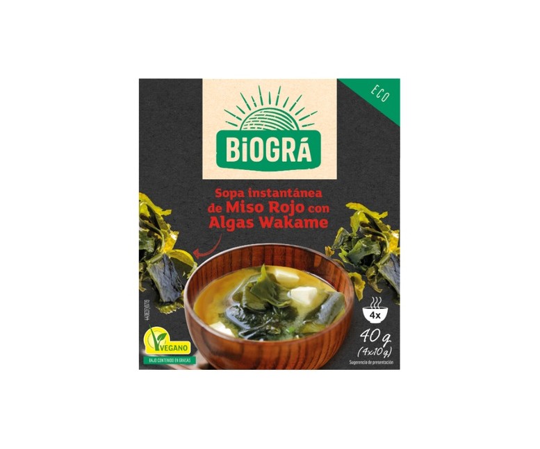 Pack Sopa de Miso Rojo con Algas Wakame 3 unidades de 10g Biográ