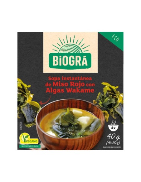 Pack Sopa de Miso Rojo con Algas Wakame 3 unidades de 10g Biográ