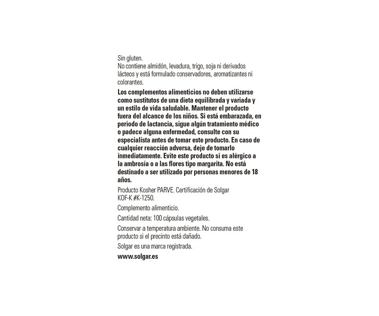Cardo Mariano (Milk Thistle) 100 cápsulas vegetales Solgar