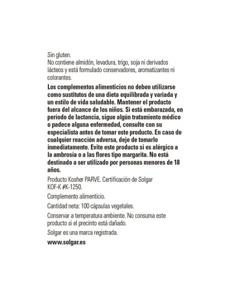 Cardo Mariano (Milk Thistle) 100 cápsulas vegetales Solgar