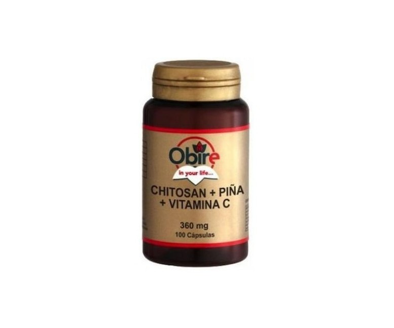 Chitosan, Piña y Vitamina C 100 cápsulas de 360mg Obire