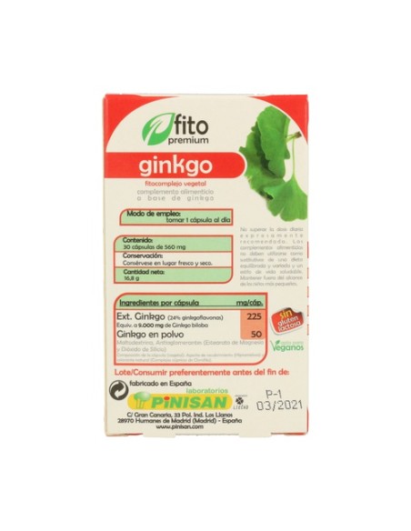 Ginkgo Biloba 30 cápsulas Pinisan