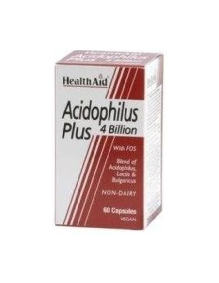 Acidophilus plus 4 billion 60 cápsulas Health Aid
