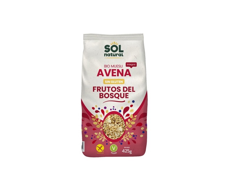 Muesli de avena sin gluten con frutas del bosque Bio 425 g Sol Natural