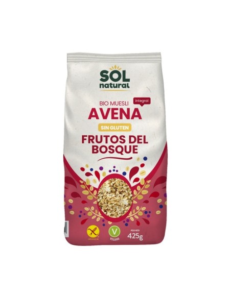 Muesli de avena sin gluten con frutas del bosque Bio 425 g Sol Natural