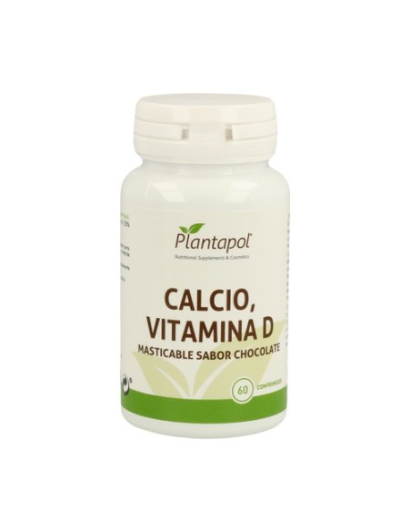 Calcio Y Vitamina D Sabor Chocolate 60 comprimidos (Chocolate) Plantapol