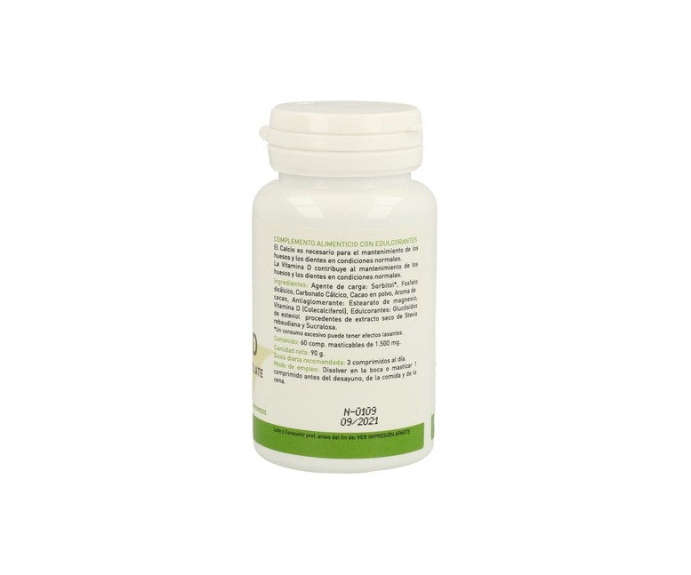 Calcio Y Vitamina D Sabor Chocolate 60 comprimidos (Chocolate) Plantapol