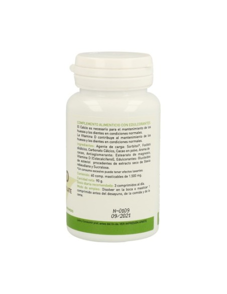 Calcio Y Vitamina D Sabor Chocolate 60 comprimidos (Chocolate) Plantapol