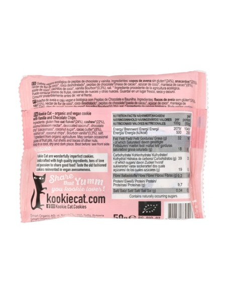 Galleta de Vainilla con Pepitas de Cacao 1 unidad de 50g Kookie Cat