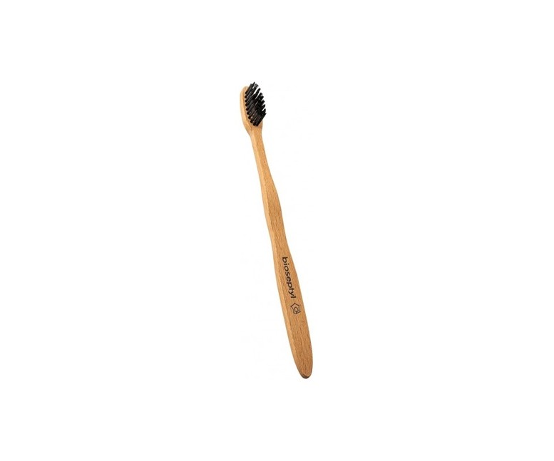 Cepillo de dientes de madera para adultos mediano - negro 1 unidad (Negro) Bioseptyl