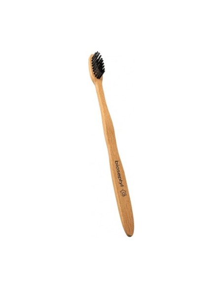 Cepillo de dientes de madera para adultos mediano - negro 1 unidad (Negro) Bioseptyl