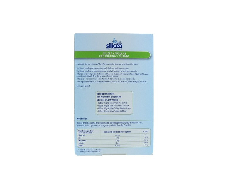 Silicea cápsulas (con biotina y selenio) 30 cápsulas de 420mg Hubner