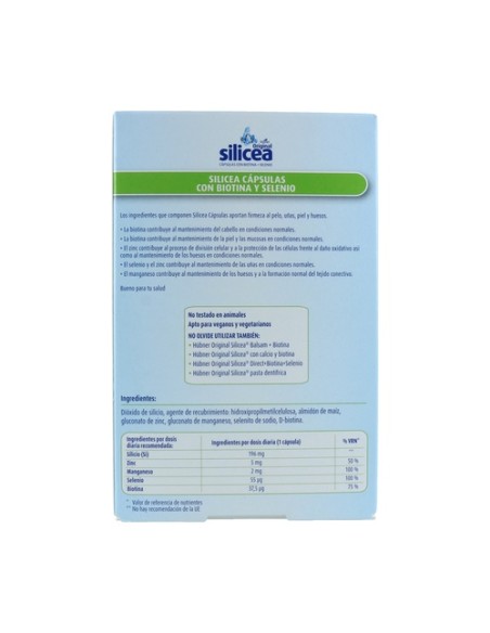 Silicea cápsulas (con biotina y selenio) 30 cápsulas de 420mg Hubner