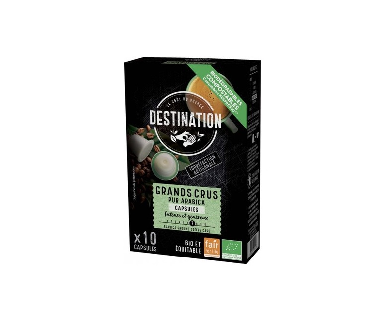 Cápsulas biodegradables Pur Arabica Grands Crus 10 cápsulas (Café) (Café) Destination Bio