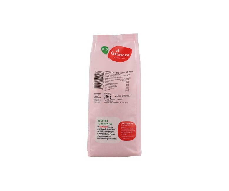 Lentejas rojas Bio 500 g El Granero Integral