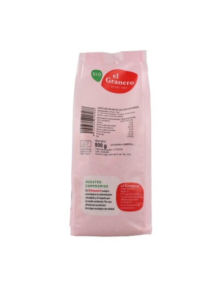 Lentejas rojas Bio 500 g El Granero Integral