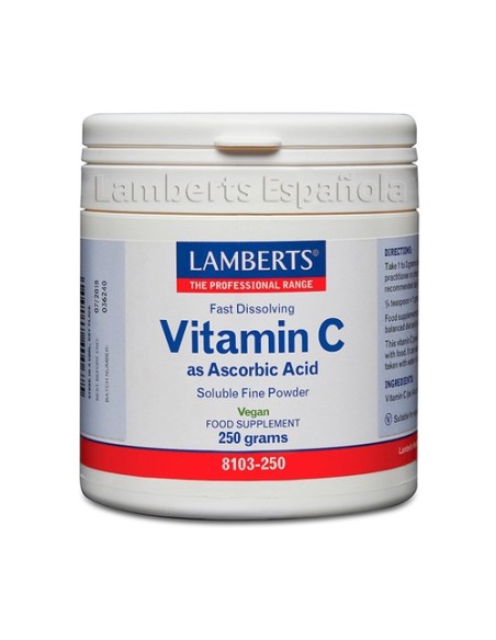 Vitamina C como Ácido ascórbico 250 g Lamberts