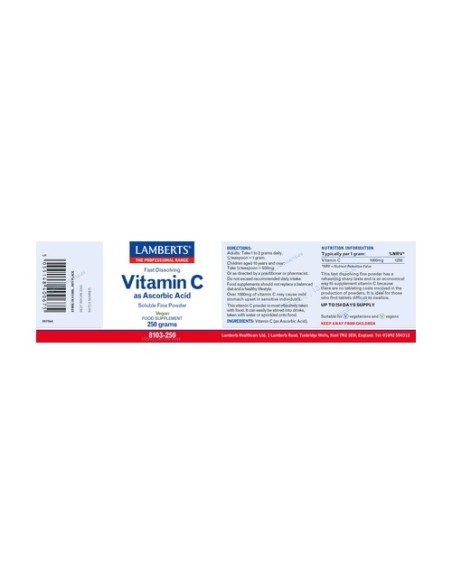 Vitamina C como Ácido ascórbico 250 g Lamberts