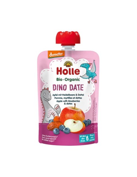 Smoothie dino date manzana y arándanos Bio 6m+ 100 g (Arándanos - Manzana) Holle