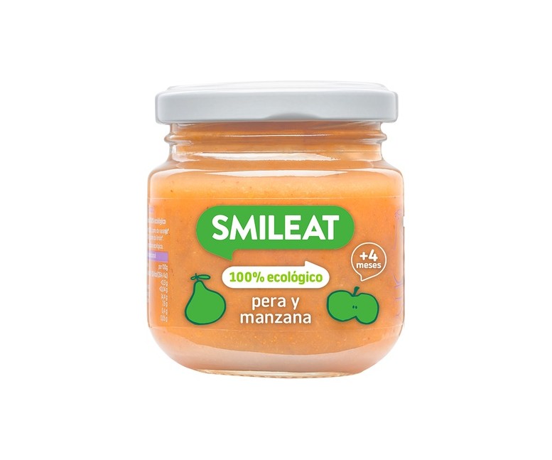 Tarrito de pera y manzana Ecológica 4m+ 130 g Smileat
