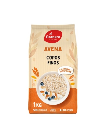 Copos finos de avena integral 1 kg El Granero Integral
