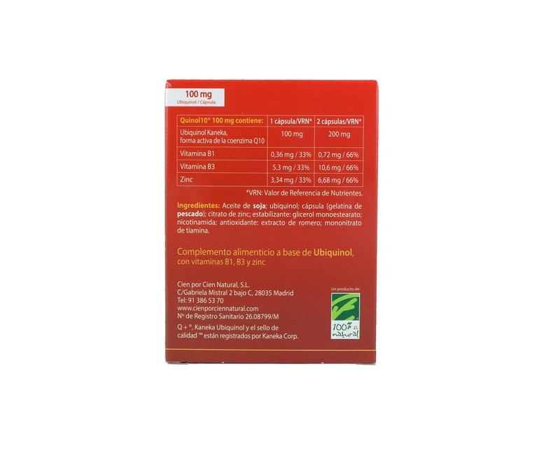 Quinol 10 90 perlas (100mg) 100% Natural