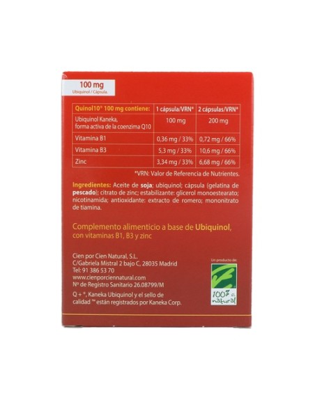 Quinol 10 90 perlas (100mg) 100% Natural