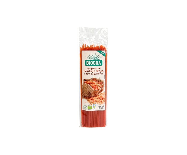 Spaguetti Lenteja Roja Bio 250 g Biográ
