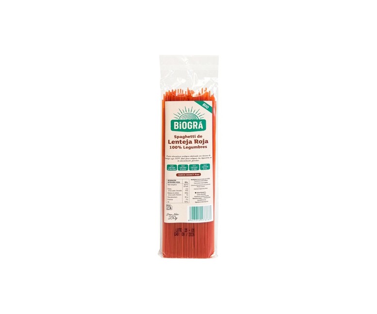 Spaguetti Lenteja Roja Bio 250 g Biográ
