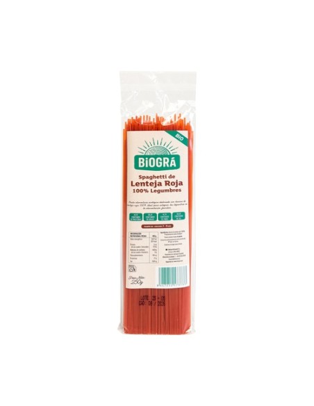 Spaguetti Lenteja Roja Bio 250 g Biográ
