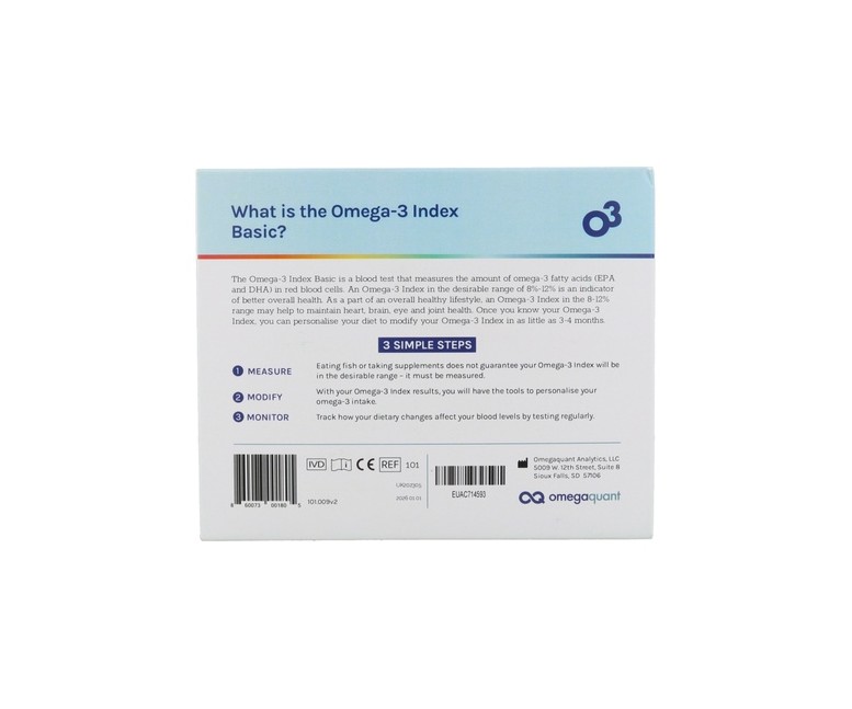 Nutikom - Test de medición índice Omega-3 - Kit básico 1 unidad Nutilab