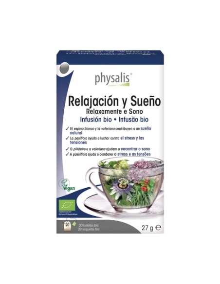 Relax y Sueño Infusión Bio 20 bolsitas infusoras Physalis