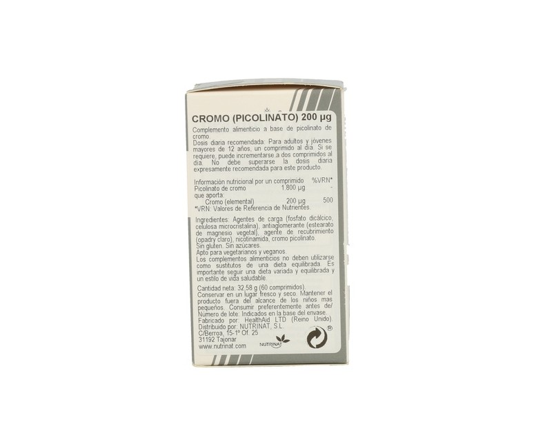 Cromo Picolinato 60 comprimidos Health aid