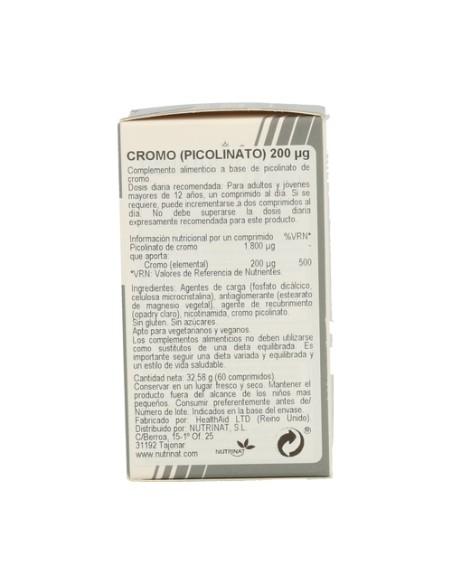 Cromo Picolinato 60 comprimidos Health aid