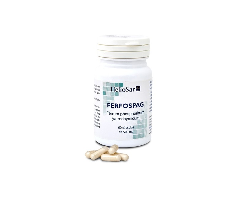 Ferfospag hierro fosfórico 60 cápsulas de 500mg Heliosar