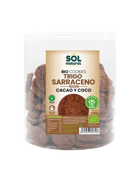 Galletas de trigo sarraceno de coco y cacao Bio 1,3 kg Sol Natural