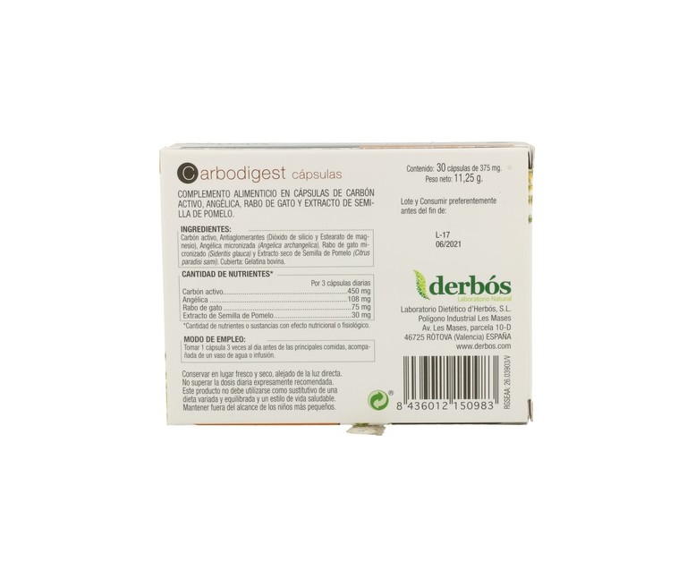 Carbodigest 30 cápsulas de 375g Derbós