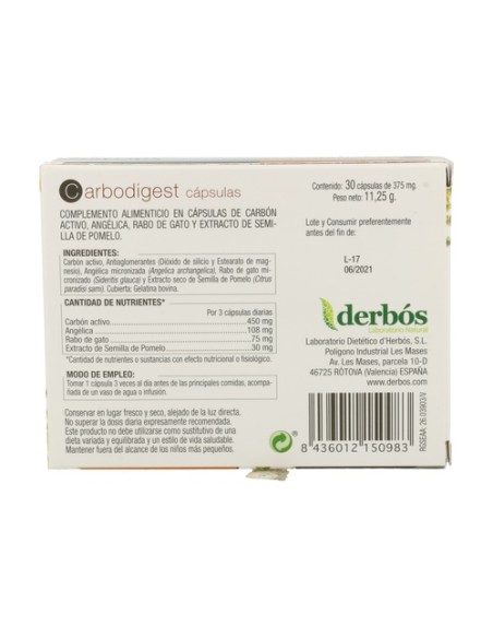 Carbodigest 30 cápsulas de 375g Derbós