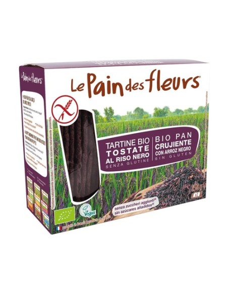 Tostadas Crujientes de Arroz Negro Bio Sin Gluten 150 g Le pain des fleurs