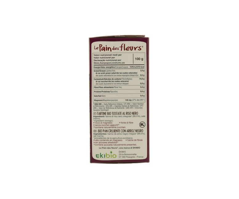 Tostadas Crujientes de Arroz Negro Bio Sin Gluten 150 g Le pain des fleurs