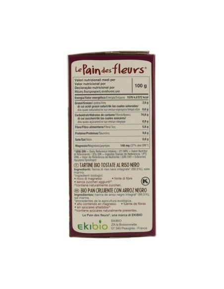 Tostadas Crujientes de Arroz Negro Bio Sin Gluten 150 g Le pain des fleurs