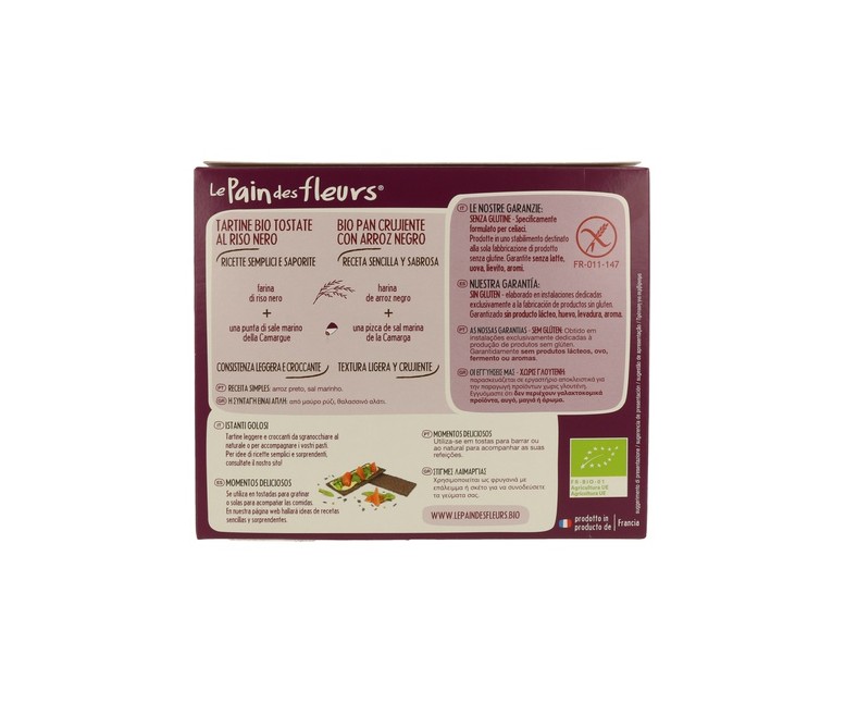 Tostadas Crujientes de Arroz Negro Bio Sin Gluten 150 g Le pain des fleurs