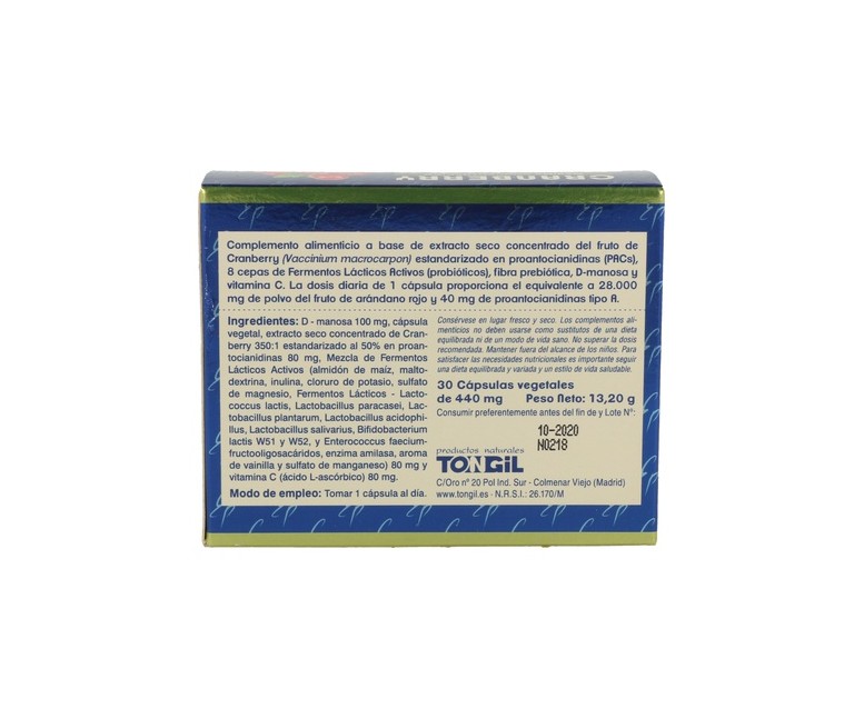 Cranberry complex 30 cápsulas vegetales de 455mg Estado Puro