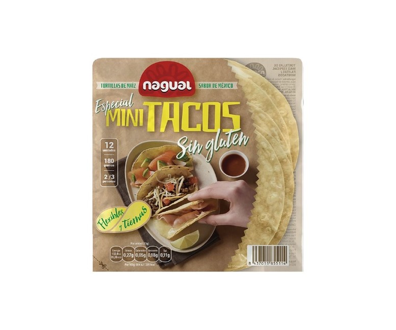 Tortilla de maíz especial mini tacos sin gluten 180 g Nagual
