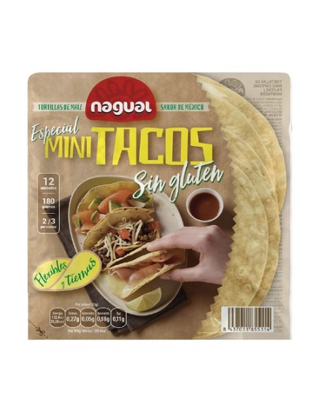 Tortilla de maíz especial mini tacos sin gluten 180 g Nagual