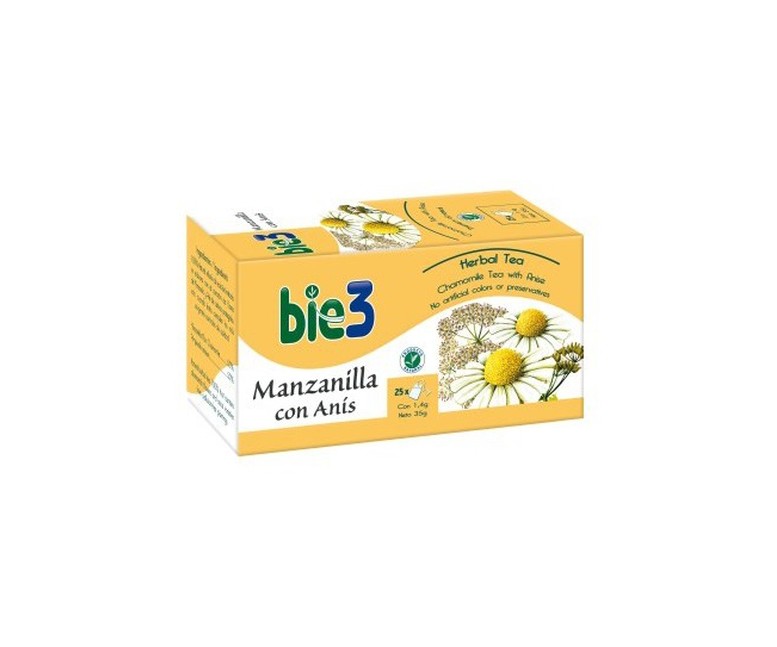 Bie3 Manzanilla con anís 25 bolsitas infusoras Bio3