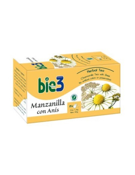 Bie3 Manzanilla con anís 25 bolsitas infusoras Bio3
